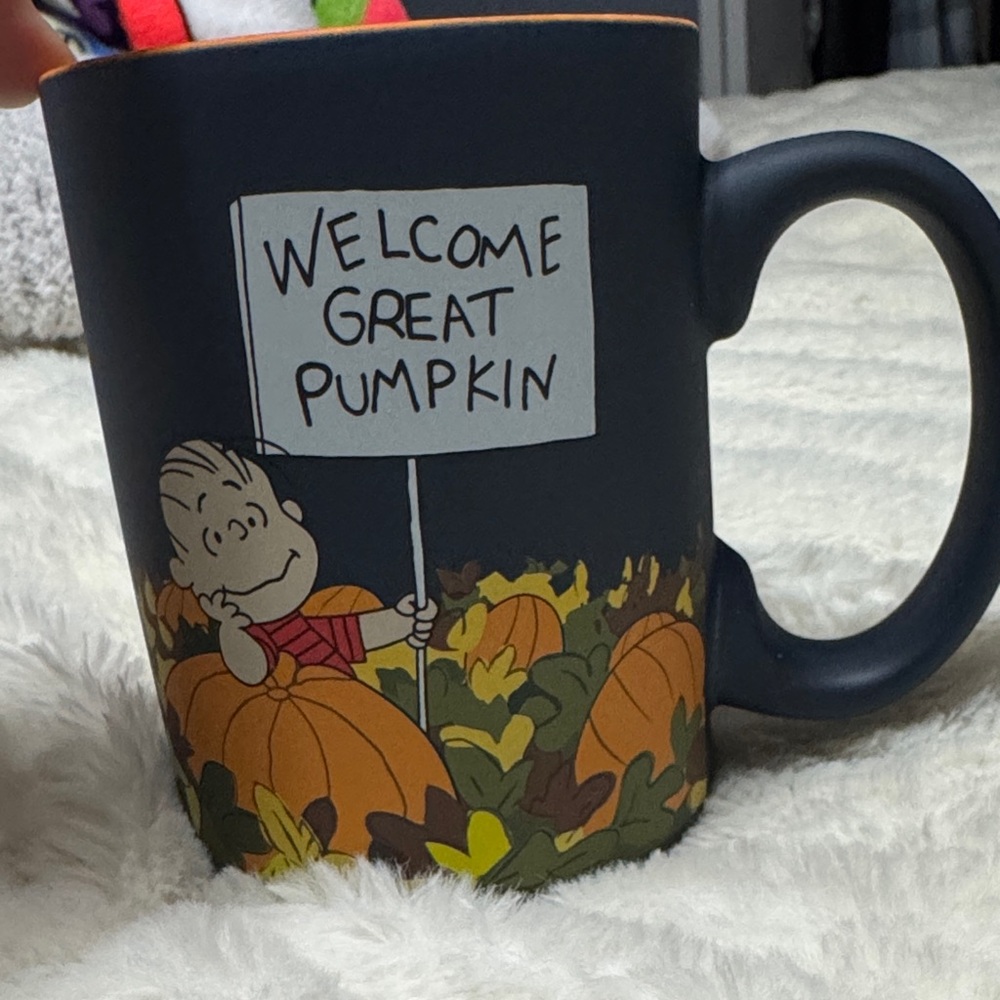 Peanuts Great NWT Pumpkin Mug - Black and Orange Soft Toucj - Picture 3 of 4